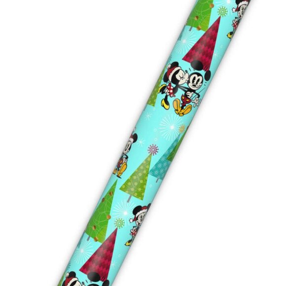 Hallmark Wrapping Paper Christmas Disney Mickey Minnie Mouse Trees Blue 25 sq ft - Picture 4 of 6